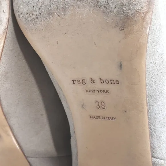 Rag &amp; Bone Drea Boots Smoke Suede Chunky Heeled Booties Beige/Cream Size 8