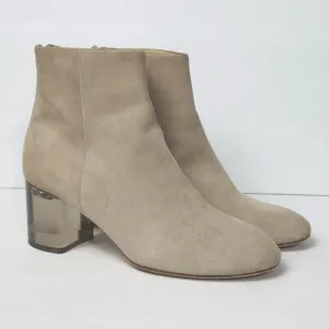 Rag &amp; Bone Drea Boots Smoke Suede Chunky Heeled Booties Beige/Cream Size 8