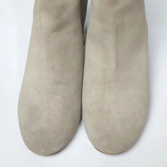 Rag &amp; Bone Drea Boots Smoke Suede Chunky Heeled Booties Beige/Cream Size 8