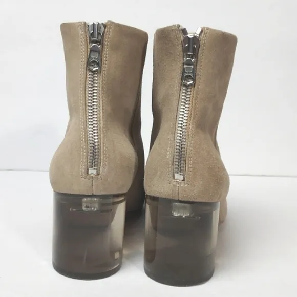 Rag &amp; Bone Drea Boots Smoke Suede Chunky Heeled Booties Beige/Cream Size 8