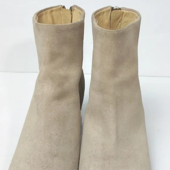 Rag &amp; Bone Drea Boots Smoke Suede Chunky Heeled Booties Beige/Cream Size 8