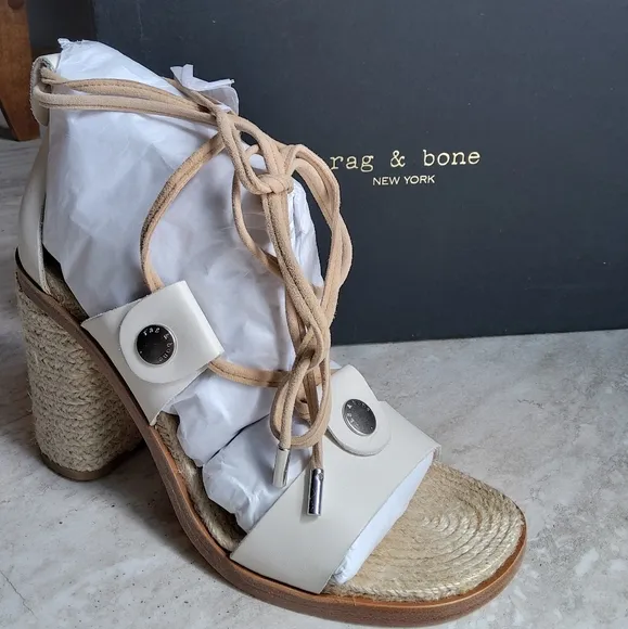 Rag &amp; Bone Eden Leather Lace-Up Block Heel Sandals NIB - 37 / 7