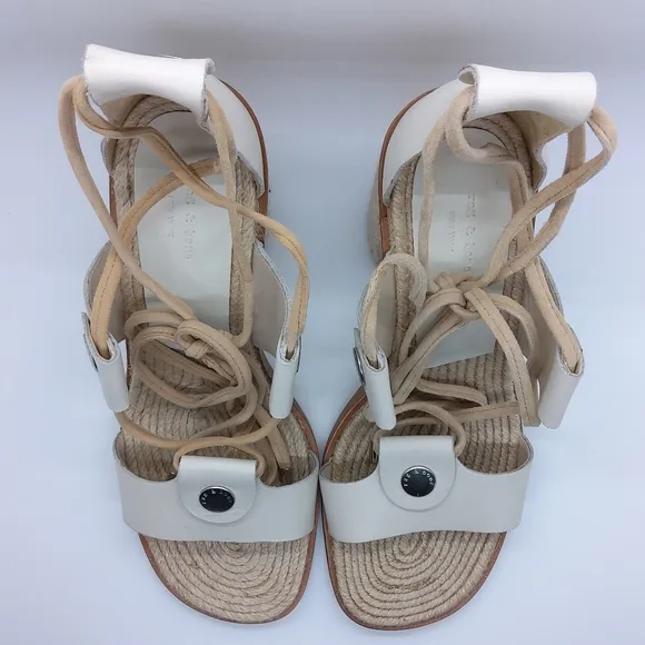 Rag &amp; Bone Eden Leather Lace-Up Block Heel Sandals NIB - 37 / 7