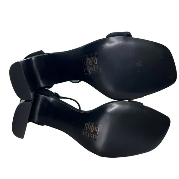 Rag &amp; Bone Ellis Black Suede Block Heel Ankle Strap Sandals SZ 37.5, US 7.5