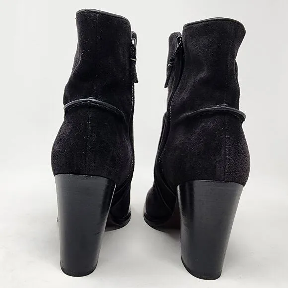 Rag &amp; Bone Heeled Bootie Women EU38/US8 Grayson Black Suede Stacked Heel