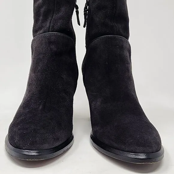 Rag &amp; Bone Heeled Bootie Women EU38/US8 Grayson Black Suede Stacked Heel