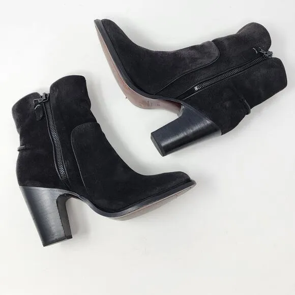 Rag &amp; Bone Heeled Bootie Women EU38/US8 Grayson Black Suede Stacked Heel
