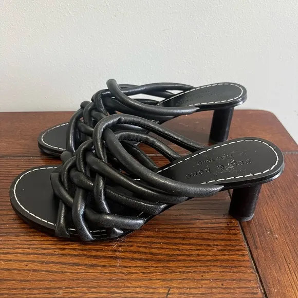 Rag &amp; Bone Sandals Infinity Black Leather Heels 36 US 5.5‎