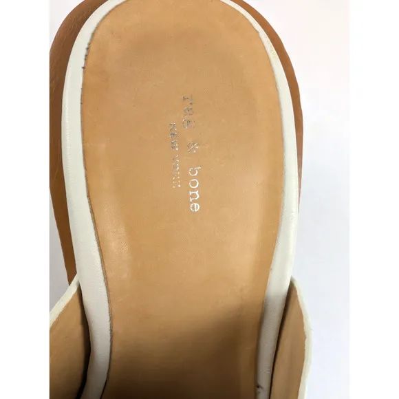 RAG &amp; BONE Santiago Wedge Sandals Clogs Ivory Women Size EU 37.5 US 7.5