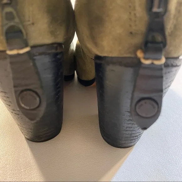 Rag &amp; Bone Size 36.5 (US 6.5) Green Suede Newbury Chunky Heel Ankle Boots Bootie