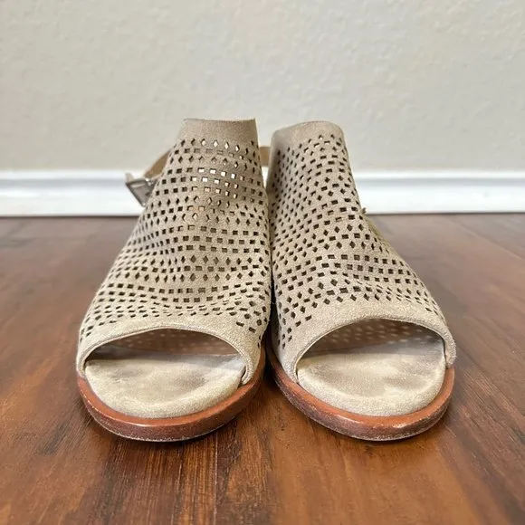 RAG &amp; BONE Suede Slingback Heeled Sandals Eyelets Taupe