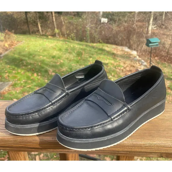 Rag &amp; Bone Tanja Leather Platform Black Loafers - EU Size 36 1/2