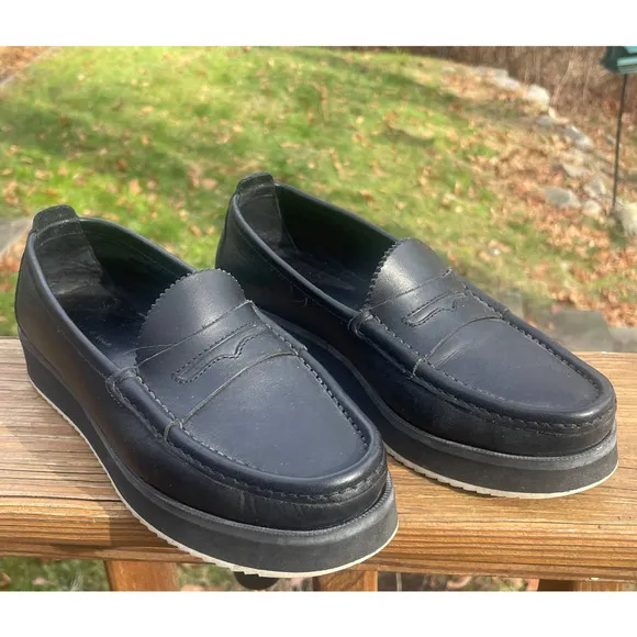 Rag &amp; Bone Tanja Leather Platform Black Loafers - EU Size 36 1/2