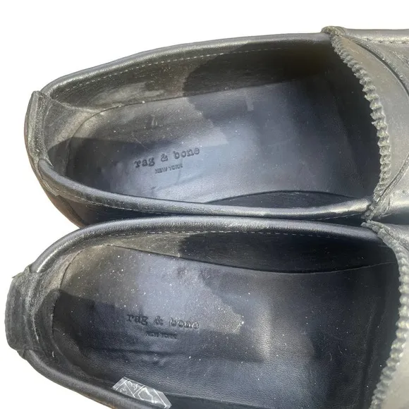 Rag &amp; Bone Tanja Leather Platform Black Loafers - EU Size 36 1/2