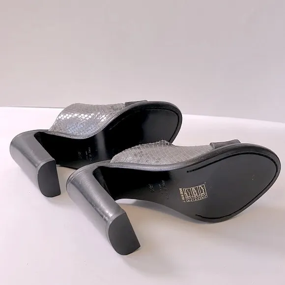Rag &amp; Bone 'Tristan' Suede Snake Print Leather Mule Sandals, Black, size 6.5