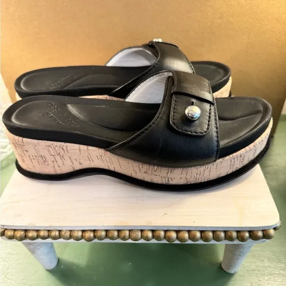 Rag &amp; Bone Womens Sommer Wedge Sandals Black Cork Size 37 EU 7 US EUC