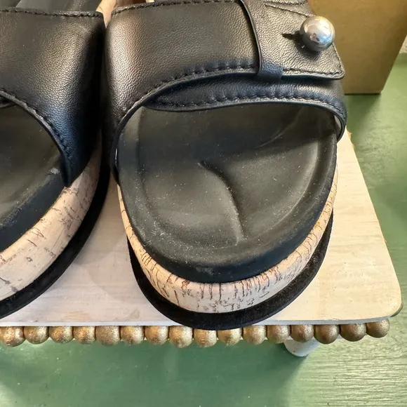 Rag &amp; Bone Womens Sommer Wedge Sandals Black Cork Size 37 EU 7 US EUC