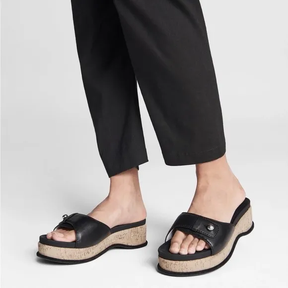 Rag &amp; Bone Womens Sommer Wedge Sandals Black Cork Size 37 EU 7 US EUC