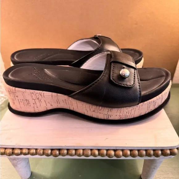 Rag &amp; Bone Womens Sommer Wedge Sandals Black Cork Size 37 EU 7 US EUC