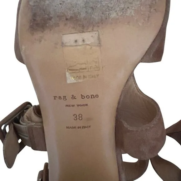 RAG &amp; BONE Women’s Suede Open Toe Matteo Sandal Block Heel B Size 7.5 US 38 EU