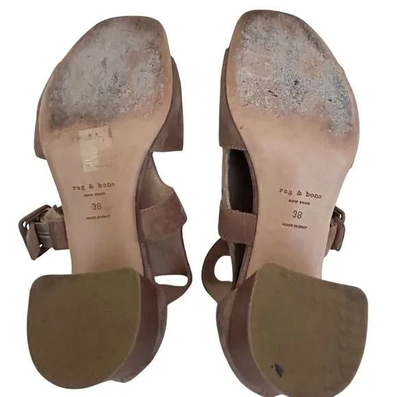 RAG &amp; BONE Women’s Suede Open Toe Matteo Sandal Block Heel B Size 7.5 US 38 EU