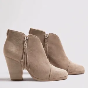 rag &amp; bone | Women’s taupe/stone suede double zipper ankle boot tassel pulls 8.5