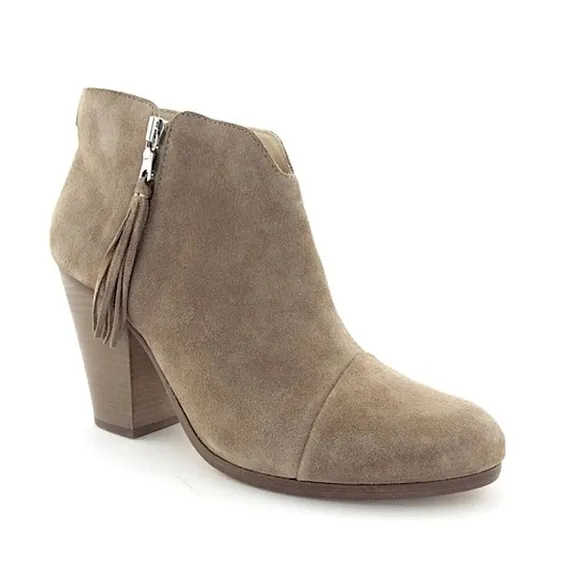 rag &amp; bone | Women’s taupe/stone suede double zipper ankle boot tassel pulls 8.5