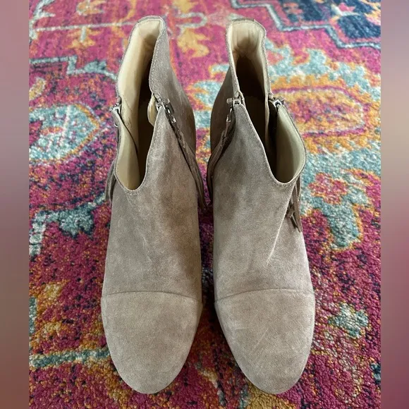 rag &amp; bone | Women’s taupe/stone suede double zipper ankle boot tassel pulls 8.5