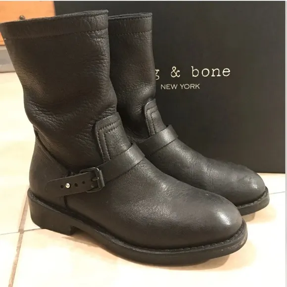Rag and Bone Black Oliver Moto Boots