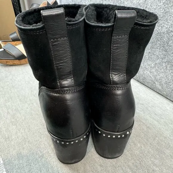 RAG AND BONE Boots Nelson Clog Black Leather Shearling 7.5