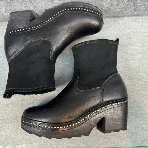RAG AND BONE Boots Nelson Clog Black Leather Shearling 7.5