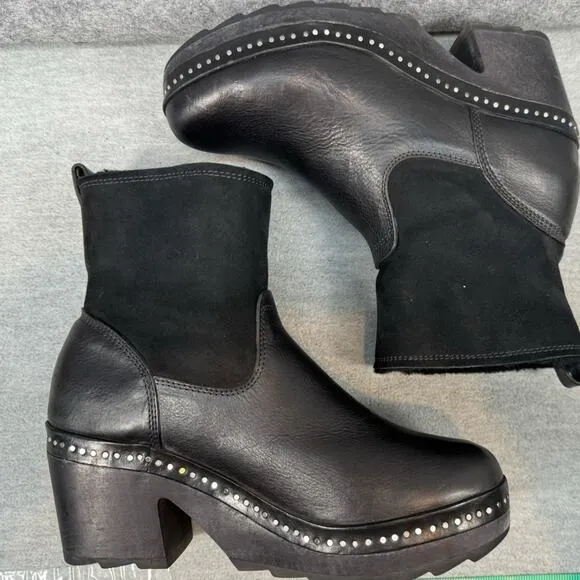 RAG AND BONE Boots Nelson Clog Black Leather Shearling 7.5