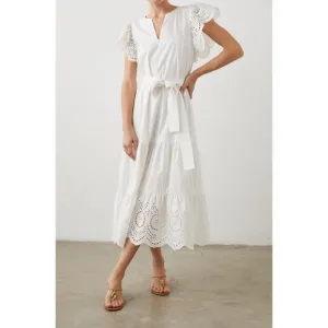 RAILS White Lace Cutout Flutter Sleeves Cotton Blend Tie Waist Gia Dress Size XS