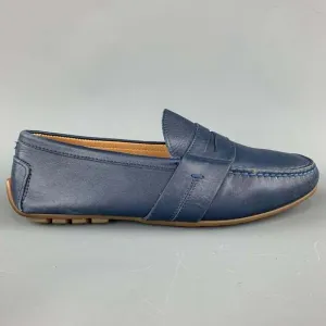 RALPH LAUREN Navy Solid Leather Drivers Loafers