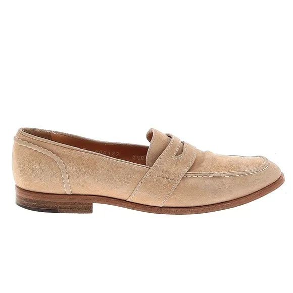 Ralph Lauren Tan Light Cream Neutral Italian Suede Penny Loafers, 8.5 W