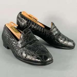 RALPH LAUREN Vintage Black Alligator Leather Penny Loafers Flats