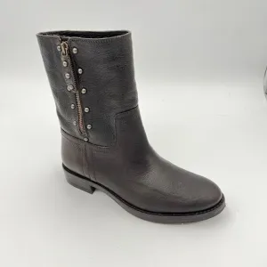 Ralph LaurenDark Brown Polo Women's Leather Ankle Boots/Booties 37.5 US 7 zip u