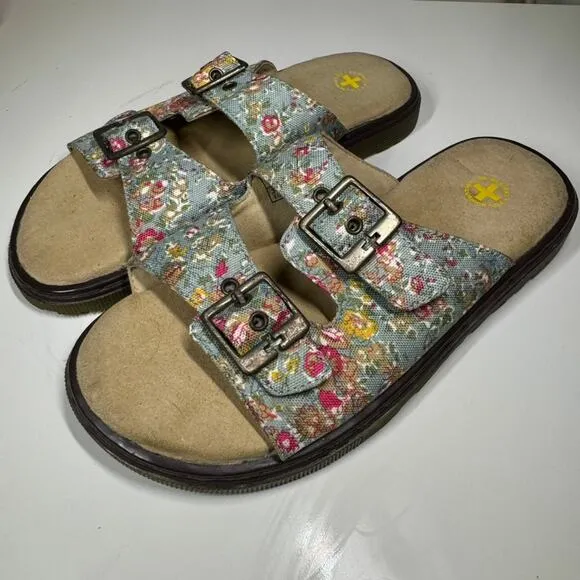 RARE SALES SAMPLE Dr. Martens Y2K Adalia Blue Meadow Sandals Womens Sz UK 4 US 6