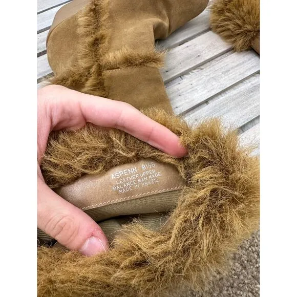 Rare Vintage Y2K Steve Madden Aspenn Leather Suede Brown Fur Chunky Boots, 8.5
