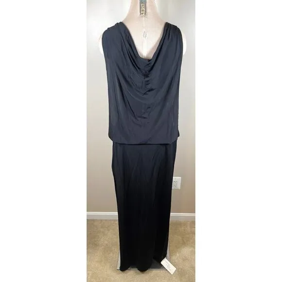 Rat &amp; Boa Josefa Cowl Neck Open Sides Black Maxi Dress Size XL