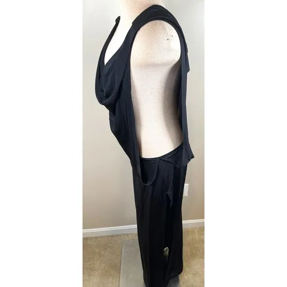 Rat &amp; Boa Josefa Cowl Neck Open Sides Black Maxi Dress Size XL