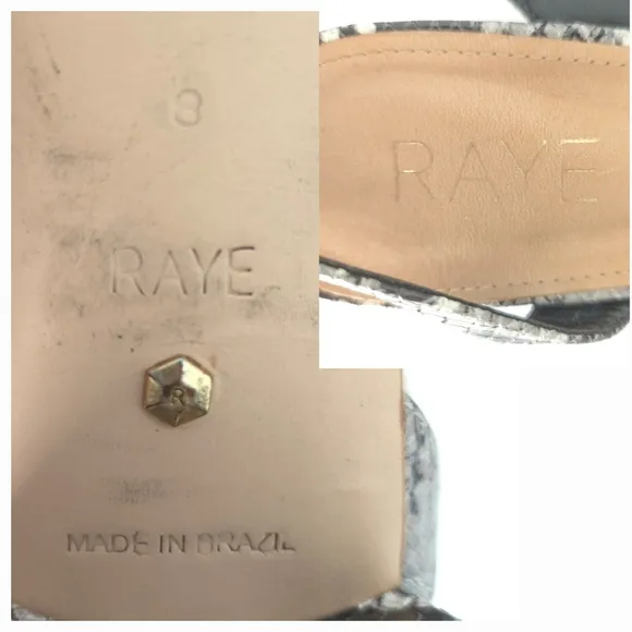 Raye x Revolve Black &amp; Gray Snakeskin Nava Strappy Open-Toe High Heel Sandals