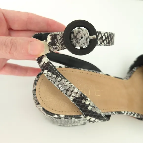 Raye x Revolve Black &amp; Gray Snakeskin Nava Strappy Open-Toe High Heel Sandals