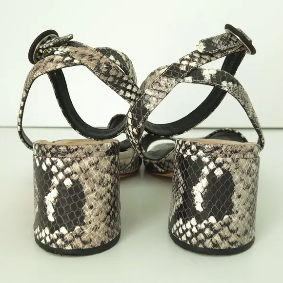 Raye x Revolve Black &amp; Gray Snakeskin Nava Strappy Open-Toe High Heel Sandals