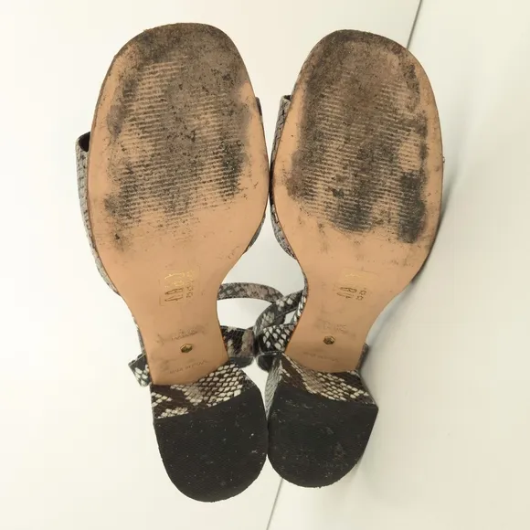 Raye x Revolve Black &amp; Gray Snakeskin Nava Strappy Open-Toe High Heel Sandals