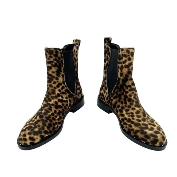 Rebecca Minkoff Boots Sabeen Leopard Calf hair Studded Ankle SZ 7 New