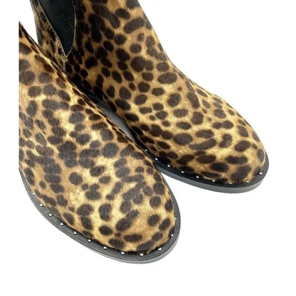 Rebecca Minkoff Boots Sabeen Leopard Calf hair Studded Ankle SZ 7 New