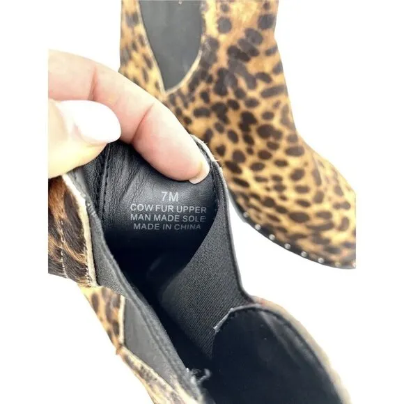 Rebecca Minkoff Boots Sabeen Leopard Calf hair Studded Ankle SZ 7 New