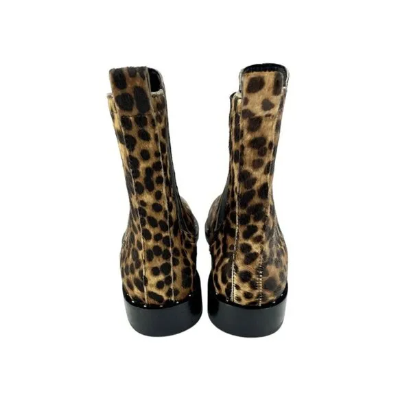 Rebecca Minkoff Boots Sabeen Leopard Calf hair Studded Ankle SZ 7 New