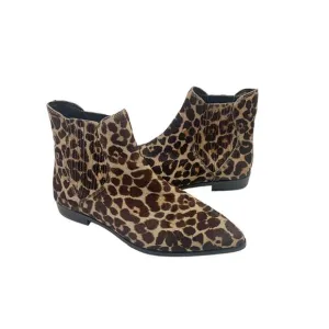 Rebecca Minkoff Chelsea Ankle Boots Brown Animal Print Calf Hair Pull On Size 9